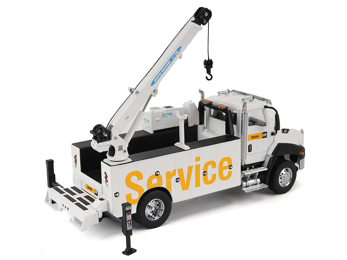 CAT Caterpillar CT660 Auto-Crane Titan 85 Truck with Miller EnPak White "Transport Series" 1/50 Diecast Model by Diecast Masters