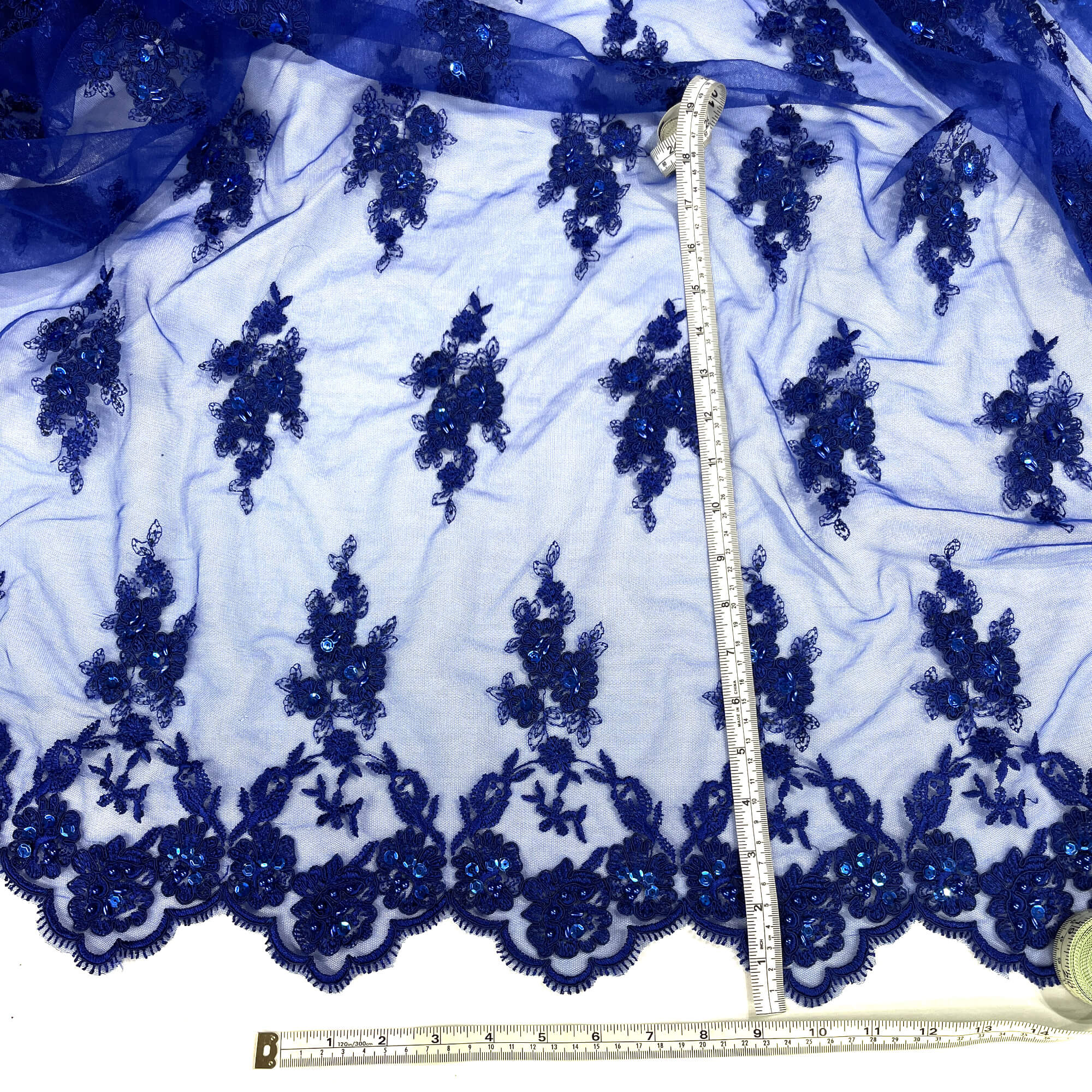 Beaded & Corded Lace Fabric Embroidered on 100% Polyester Net Mesh | Lace USA - 96644W-BP