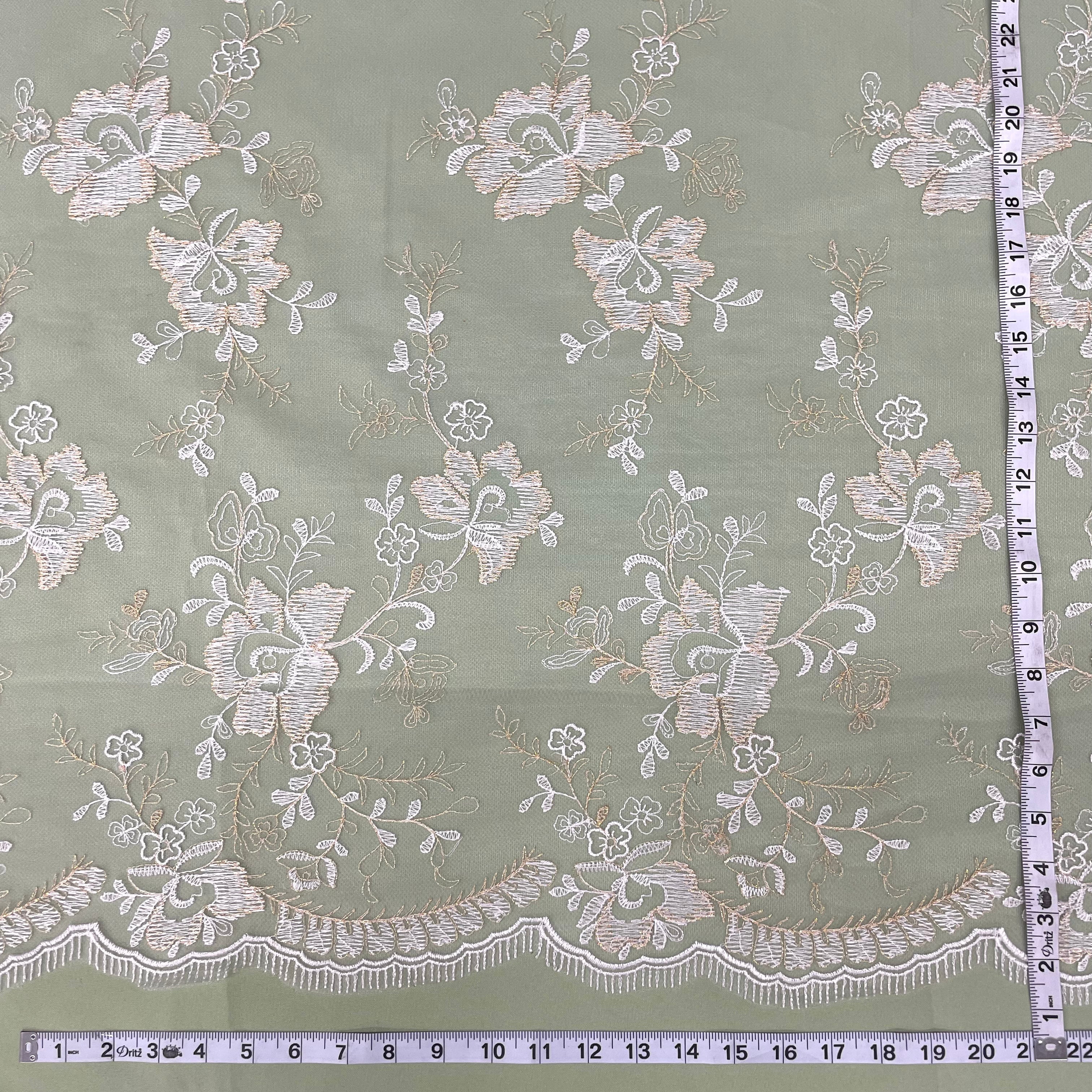 Lace Fabric Embroidered on 100% Polyester Net Mesh | Lace USA - 42092W